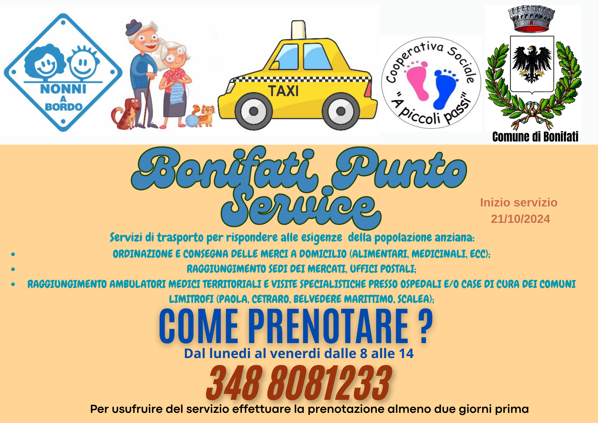 Avviso pubblico - inizio servizio "Bonifati Punto Service"